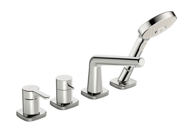 HANSA Einhebelmischer Fertigmontageset für Wanne/Brause HANSADESIGNO Style 5312 Rosette soft edge 3-strahlig, 53122083