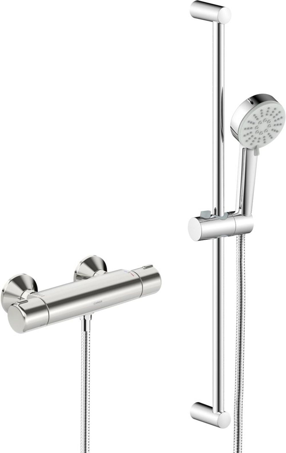 HANSA Brausebatterie mit Brausegarnitur HANSABASIC 5515 3-strahlig DN15 Chrom, 55150131