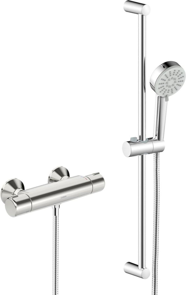 HANSA Brausebatterie mit Brausegarnitur HANSABASIC 5515 3-strahlig DN15 Chrom, 55150131