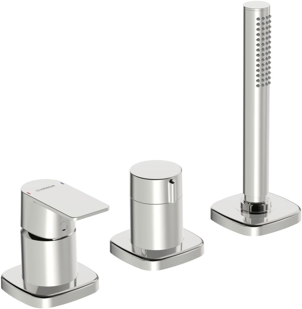 HANSA Einhebelmischer Fertigmontageset für Wanne/Brause HANSASTELA 5731 Rosette soft edge Chrom, 57319173
