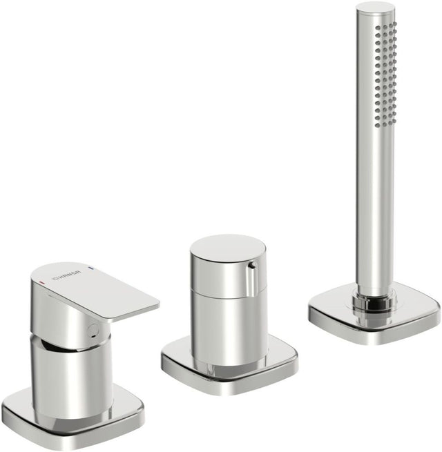 HANSA Einhebelmischer Fertigmontageset für Wanne/Brause HANSASTELA 5731 Rosette soft edge Chrom, 57319173