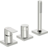 HANSA Einhebelmischer Fertigmontageset für Wanne/Brause HANSASTELA 5731 Rosette eckig Chrom, 57319473