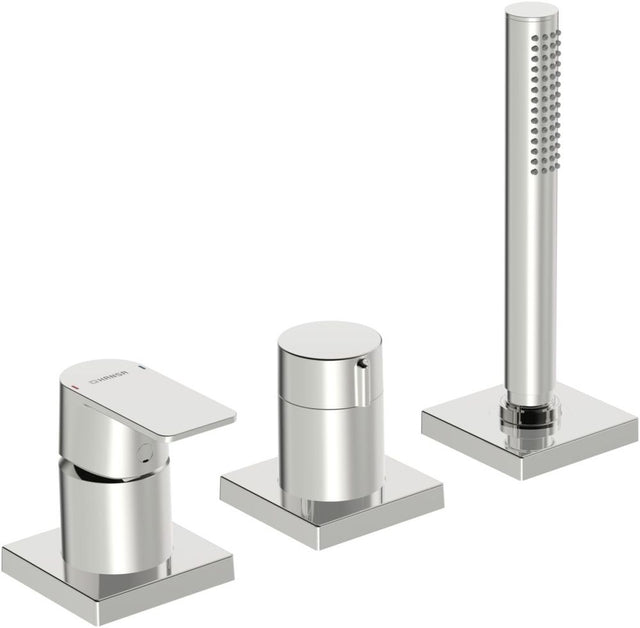 HANSA Einhebelmischer Fertigmontageset für Wanne/Brause HANSASTELA 5731 Rosette eckig Chrom, 57319473