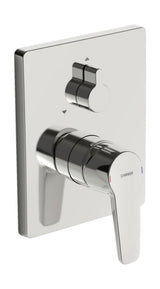 HANSA Einhebelmischer Fertigmontageset für Wanne/Brause HANSAPOLO 8062 Rosette eckig mit Sicherungseinrichtung Chrom, 80623093