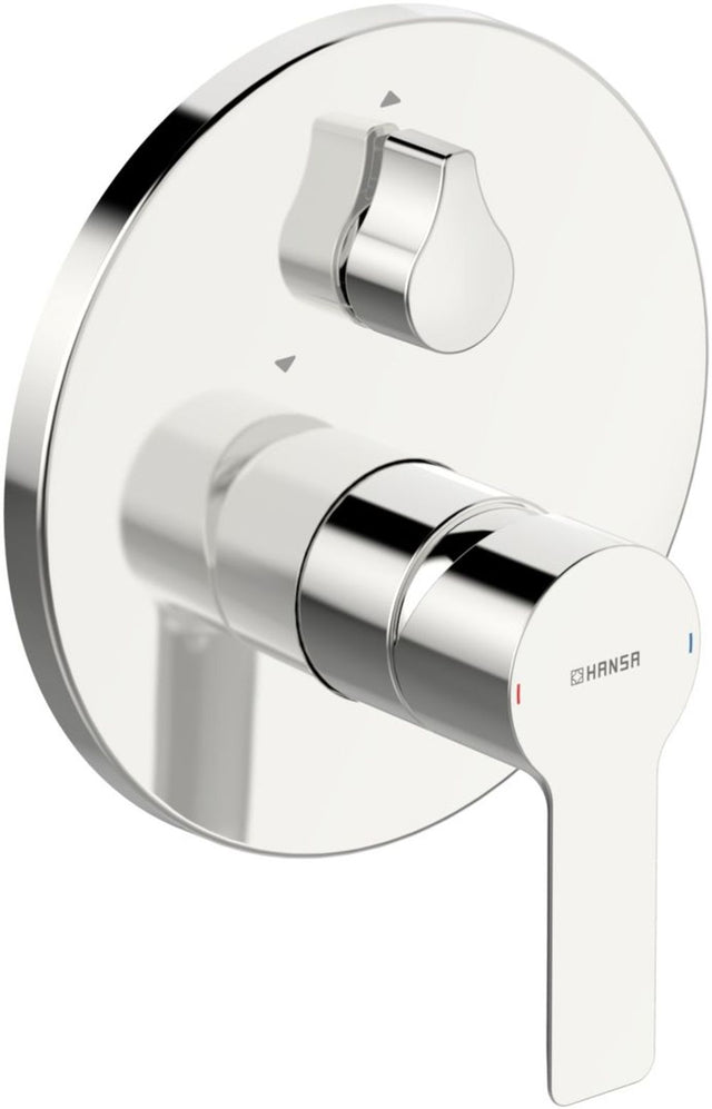 HANSA Einhebelmischer Fertigmontageset für Wanne/Brause HANSALIGNA 8385 Rosette rund mit Sicherungseinrichtung Chrom, 83853503