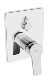 HANSA Einhebelmischer Fertigmontageset für Wanne/Brause HANSATWIST 8984 Rosette eckig mit Sicherungseinrichtung Chrom, 89843083