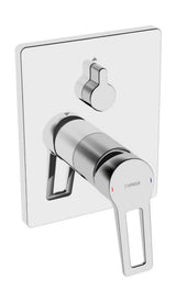 HANSA Einhebelmischer Fertigmontageset für Wanne/Brause HANSATWIST 8984 Rosetteeckig Bügelhebel mit Sicherungseinrichtung, 89843085