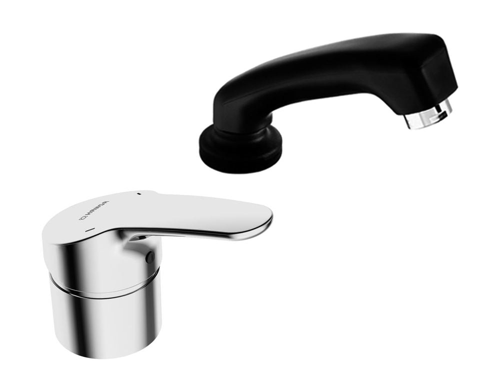 HANSA Einhand-Einlochbatterie für Friseur-WT HANSAMIX 0126 Rosette rund DN15 Chrom, 01262183