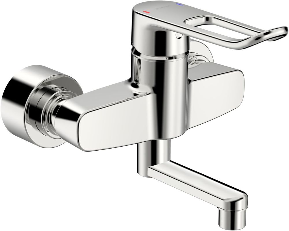 HANSA Einhebelmischer Waschtischbatterie HANSACLINICA 0152 Bügelhebel Bedienungshebel lang Ausladung 177 mm DN15 Chrom, 01526286
