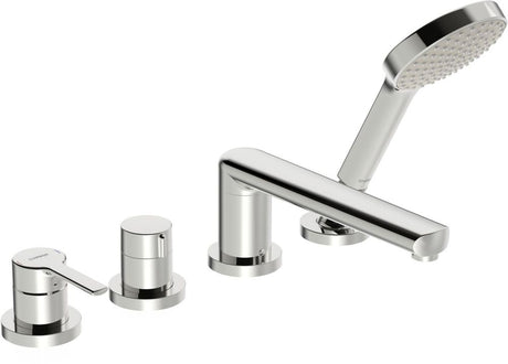 HANSA Einhebelmischer Fertigmontageset für Wanne/Brause HANSARONDA 0340 Rosette rund 3-strahlig 72 mm Chrom, 03402473