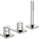 HANSA Einhebelmischer Fertigmontageset für Wanne/Brause HANSARONDA 0341 Rosette eckig 1-strahlig 75x75 mm Chrom, 03419483