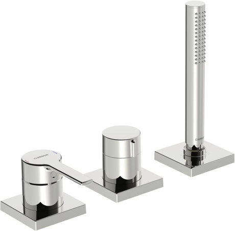 HANSA Einhebelmischer Fertigmontageset für Wanne/Brause HANSARONDA 0341 Rosette eckig 1-strahlig 75x75 mm Chrom, 03419483