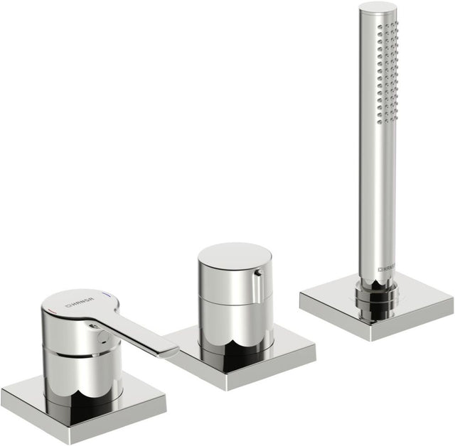 HANSA Einhebelmischer Fertigmontageset für Wanne/Brause HANSARONDA 0341 Rosette eckig 1-strahlig 75x75 mm Chrom, 03419483