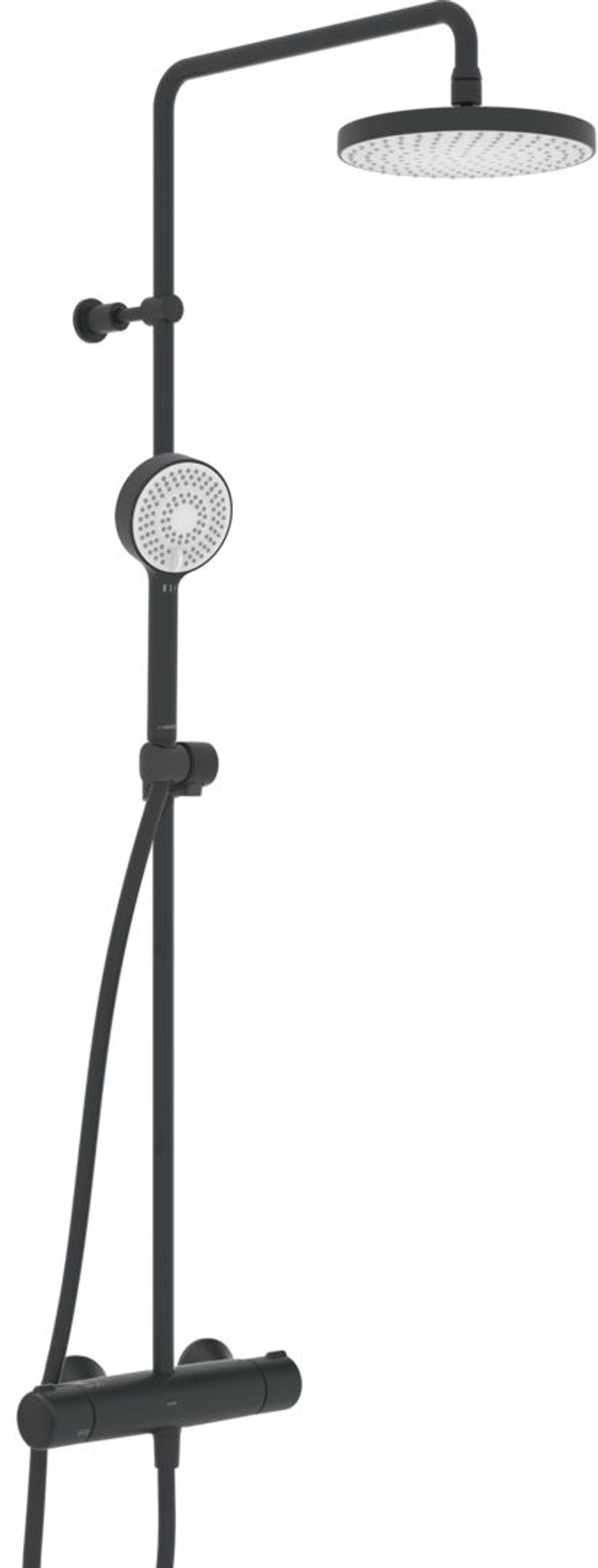 HANSA Regenbrause-Duscharmatur HANSAMICRA 4435 3-strahlig Ausladung 445 - 470 mm DN 15 Matt-Schwarz, 4435013033