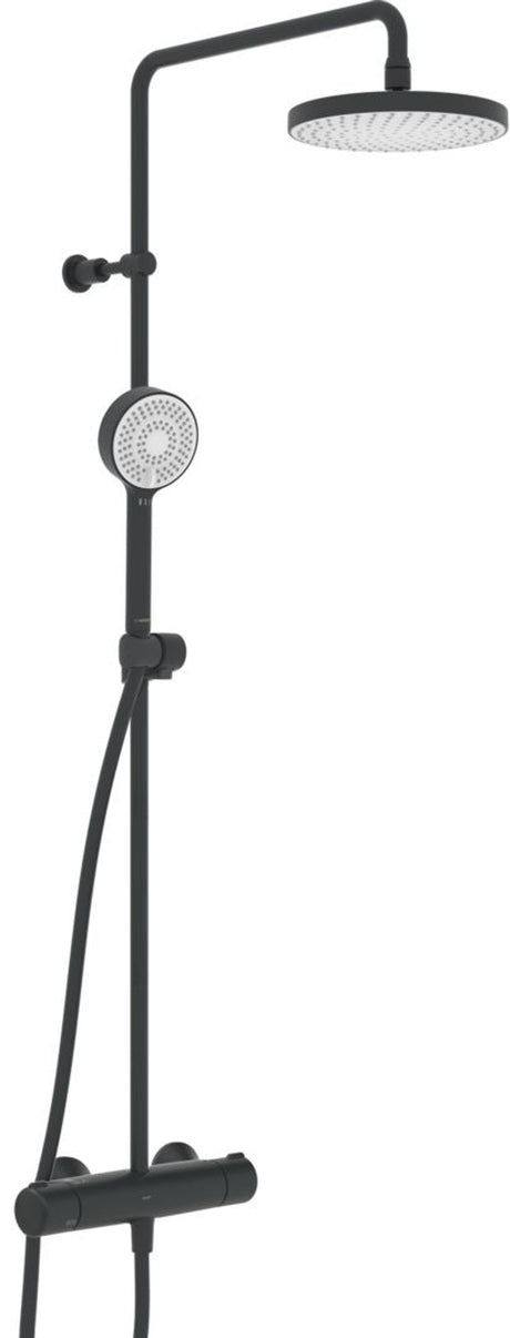 HANSA Regenbrause-Duscharmatur HANSAMICRA 4435 3-strahlig Ausladung 445 - 470 mm DN 15 Matt-Schwarz, 4435013033