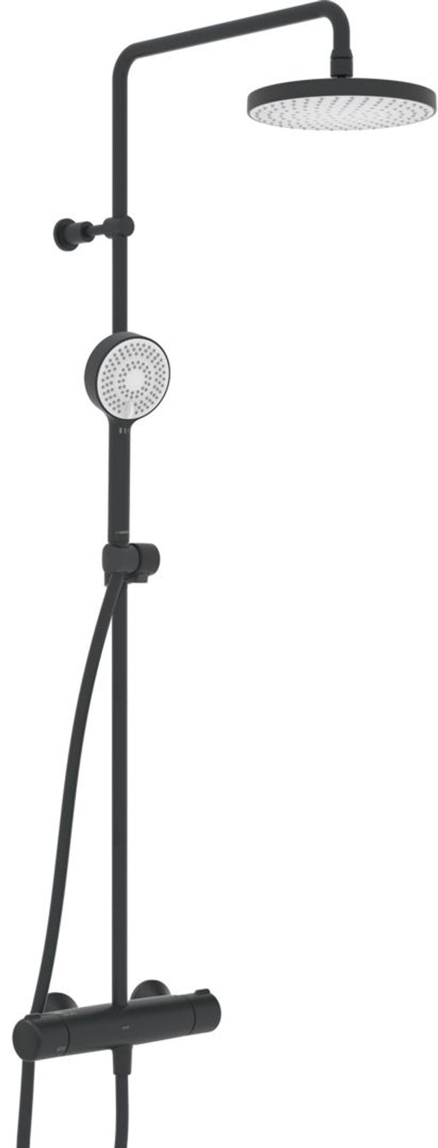 HANSA Regenbrause-Duscharmatur HANSAMICRA 4435 3-strahlig Ausladung 445 - 470 mm DN 15 Matt-Schwarz, 4435013033