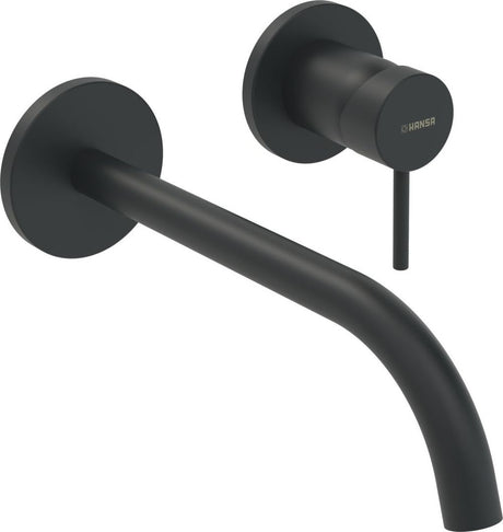 HANSA Einhebelmischer Fertigset für Waschtisch-Batterie HANSAPUBLIC 5793 Rosette rund Ausladung 225 mm Matt-Schwarz, 5793217133