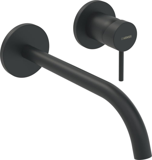 HANSA Einhebelmischer Fertigset für Waschtisch-Batterie HANSAPUBLIC 5793 Rosette rund Ausladung 225 mm Matt-Schwarz, 5793217133