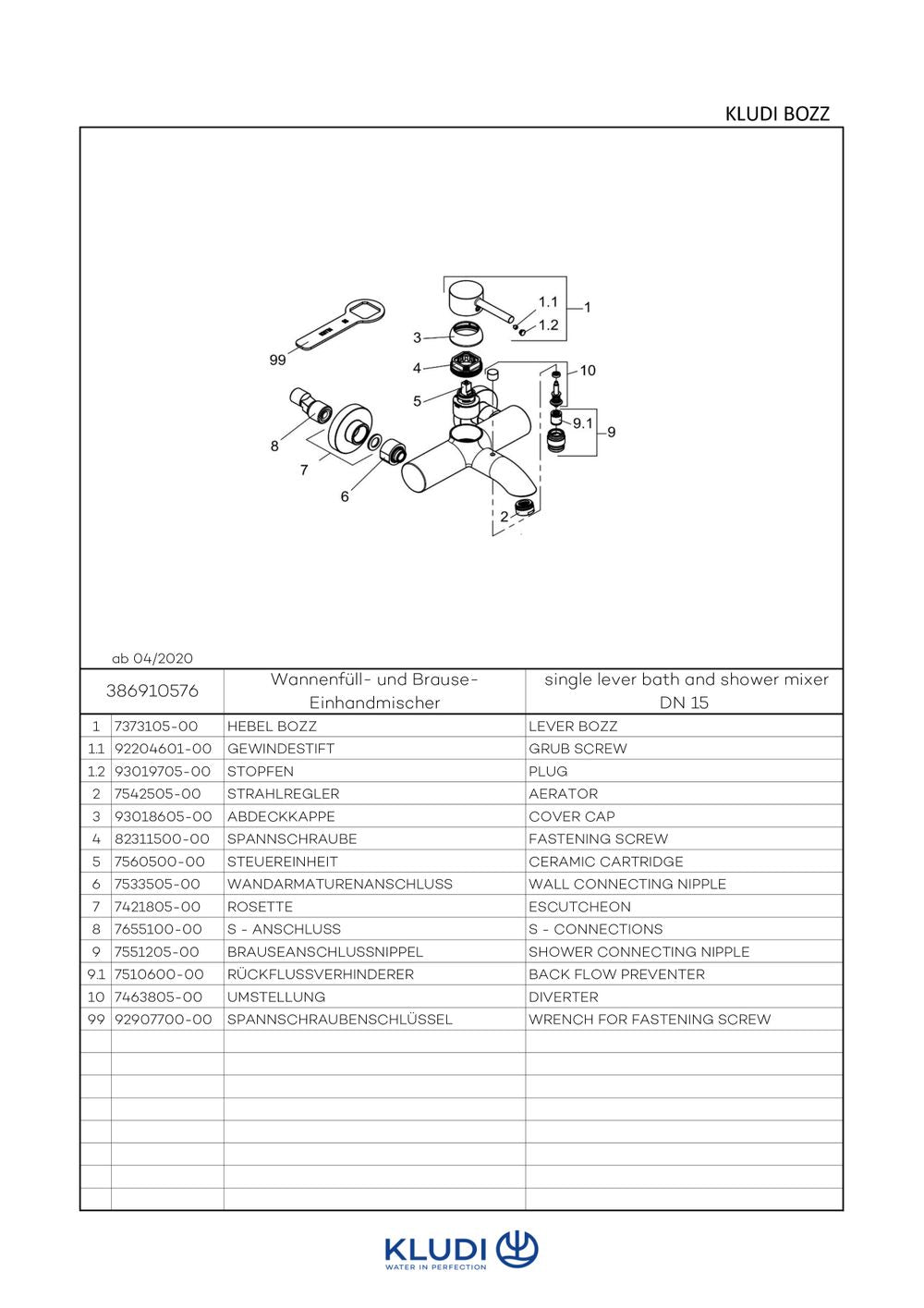 KLUDI BOZZ WFB-Einhandmischer eigensicher chrom, 386910576
