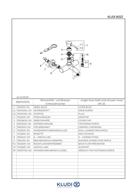 KLUDI BOZZ WFB-Einhandmischer eigensicher chrom, 386910576