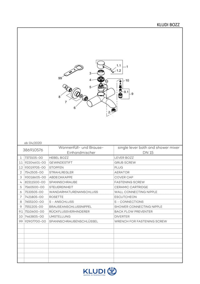 KLUDI BOZZ WFB-Einhandmischer eigensicher chrom, 386910576