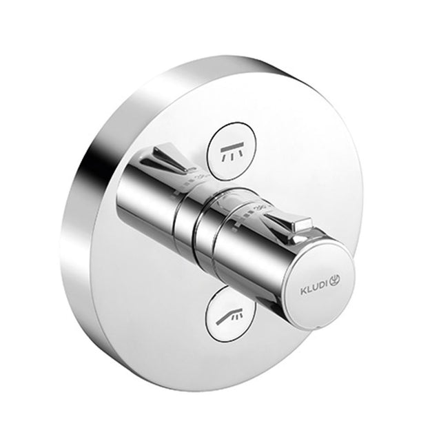 KLUDI PUSH UP-Thermostatarm. mit Drucktaste für 2 Verbraucher, rund chrom, 389120538