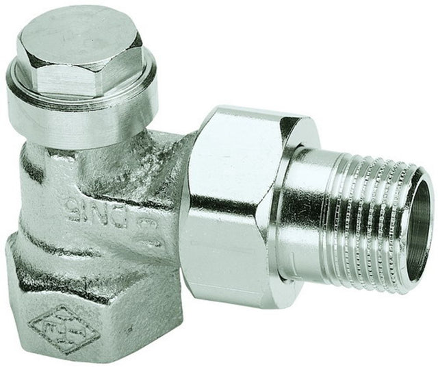HEIMEIER Verschraubung Regulux Eckform, DN 10, Rotguß vernickelt, 0351-01.000