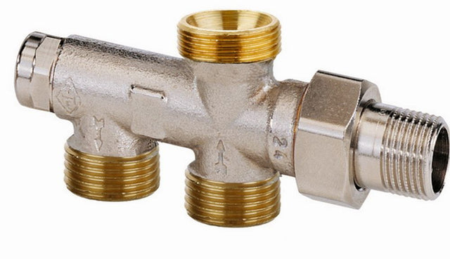 HEIMEIER Zweirohrverteiler Duolux mit Absperrung u.Voreinst.,2-Rohr-System, 3801-02.000