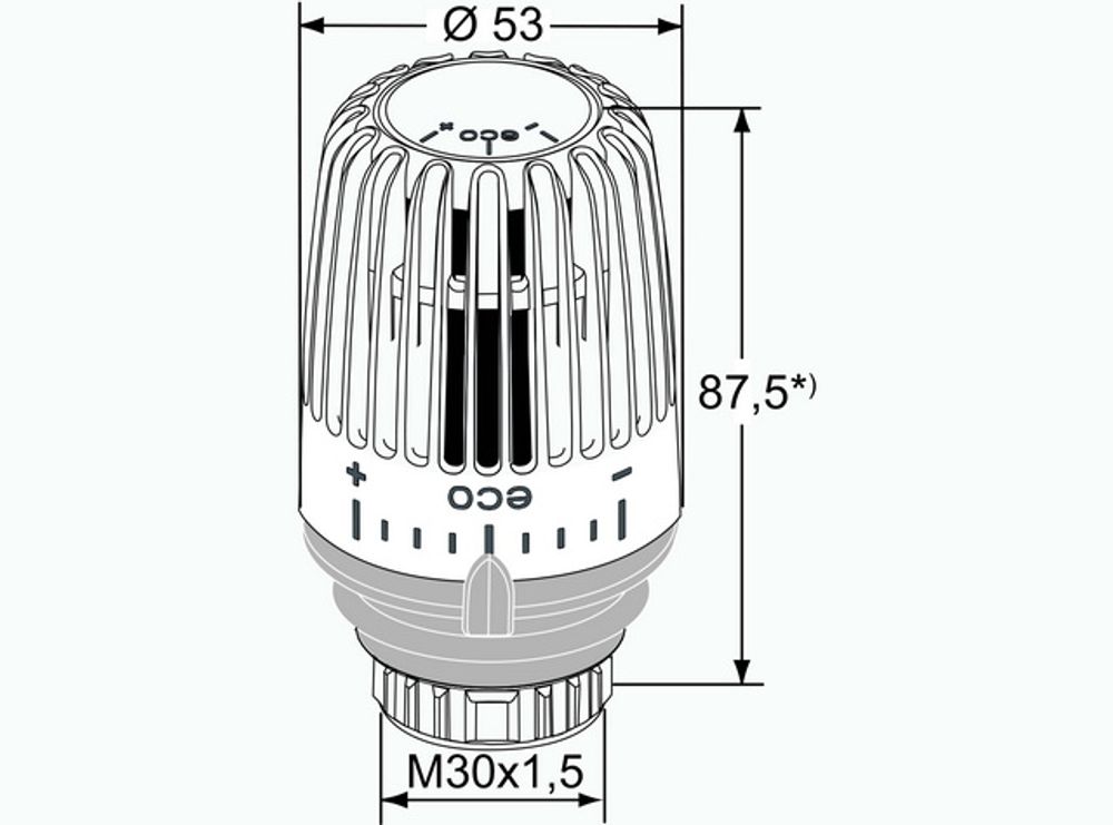 HEIMEIER Thermostat-Kopf K-eco weiß RAL 9016, Standard, 6071-43.500