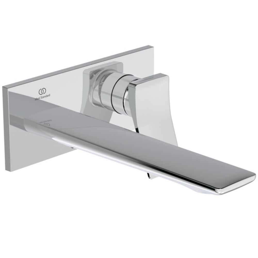 Ideal Standard Wand-Waschtischarmatur Conca, BS2, eckige Rosette, Ausld.225mm, Chrom, A7372AA