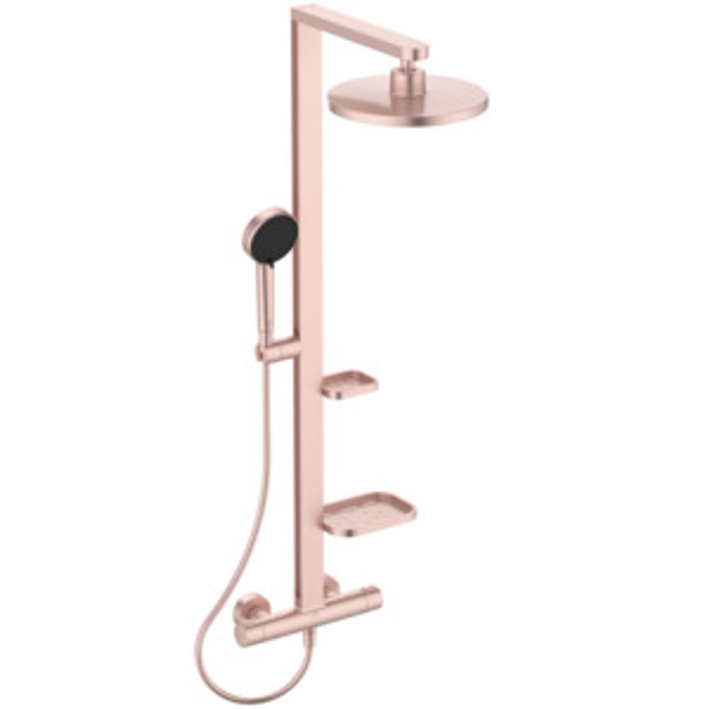Ideal Standard Duschsystem Alu+ m.CTherm Brausethem. 2 Ablagen, 2F-HB und 2F-Kopfbrause Rose, BD583RO