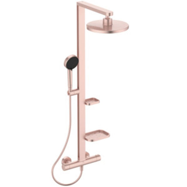 Ideal Standard Duschsystem Alu+ m.CTherm Brausethem. 2 Ablagen, 2F-HB und 2F-Kopfbrause Rose, BD583RO