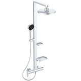 Ideal Standard Duschsystem Alu+ m.CFlow Brausearm. 2 Ablagen, 2F-HB u. 2F-Kopfbrause Silver, BD584SI