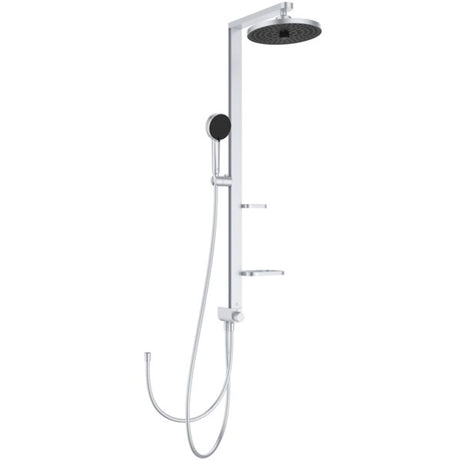 Ideal Standard Duschsystem Alu+ o.Arm., m.2 Ablagen, 2F-HB und 2F-Kopfbrause Silver, BD585SI
