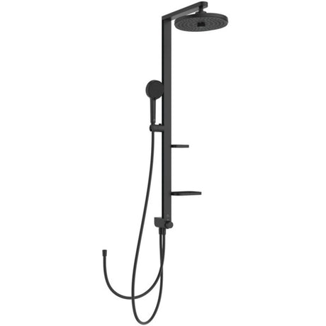 Ideal Standard Duschsystem Alu+ o.Arm., m.2 Ablagen, 2F-HB und 2F-Kopfbrause Silk Black, BD585XG