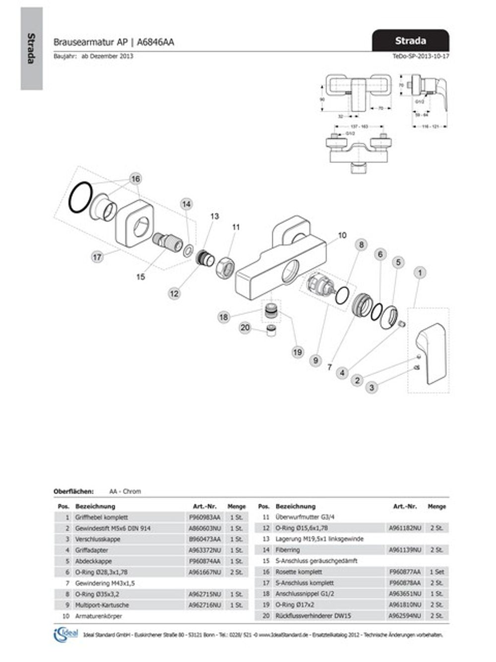 Ideal Standard JADO Innen- und Außen Rosette, quadratisch, Chrom, F960877AA