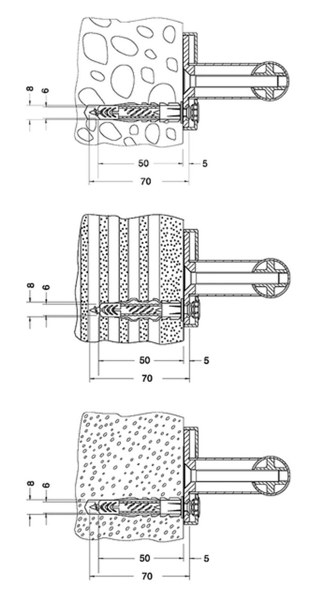 Keuco KE Bef.-Set 1 Plan Care 34990, 3xHolzschr.DIN7996-6x70 V2A 3xDübel UX8R, 34990000100