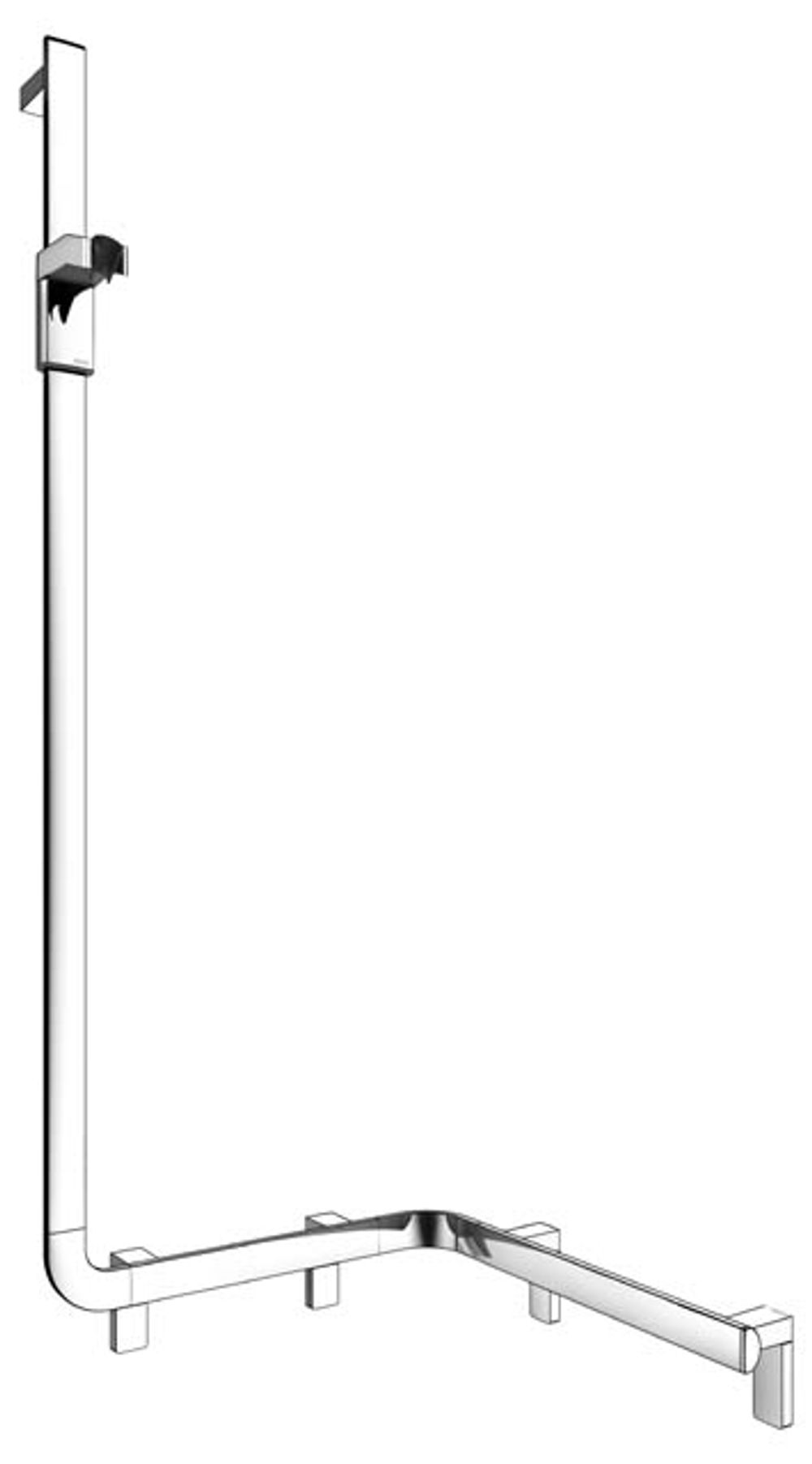 Keuco KE Duschhandlauf AXESS 35008, m.Br.stg. li. 550/550/1301mm verchr., 35008016602