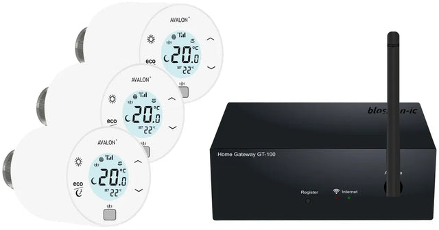 blossom-ic Avalon+ Tres Set: 3x Avalon+ Thermostat, 1x Gateway GT-100, APTS-3980