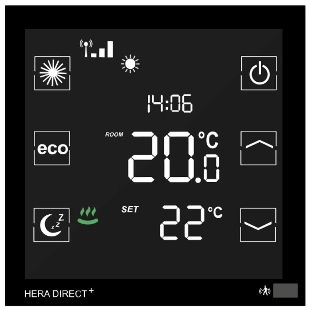 blossom-ic Hera Direct+ UP-Raumthermostat (Schwarz), 230V für Hera+ Primus/Extensia PRO für Fußbodenheizung, Heizen, HDP-3976