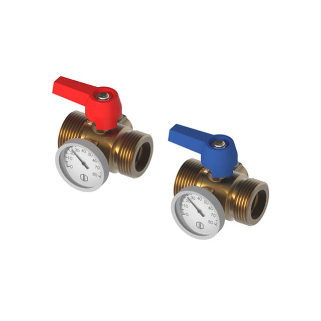 Roth Kugelhahnset 1"AG vernickelt m. Thermometer, 1135010081