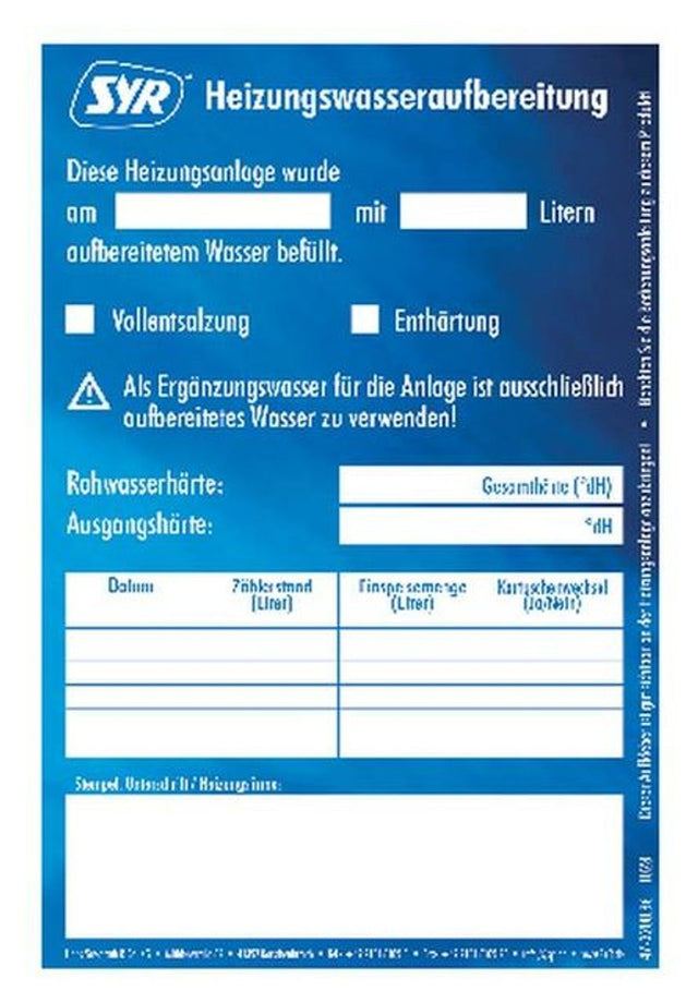 SYR Block Heizungswasseraufbereitung 25 Aufkleber, 3200.00.925