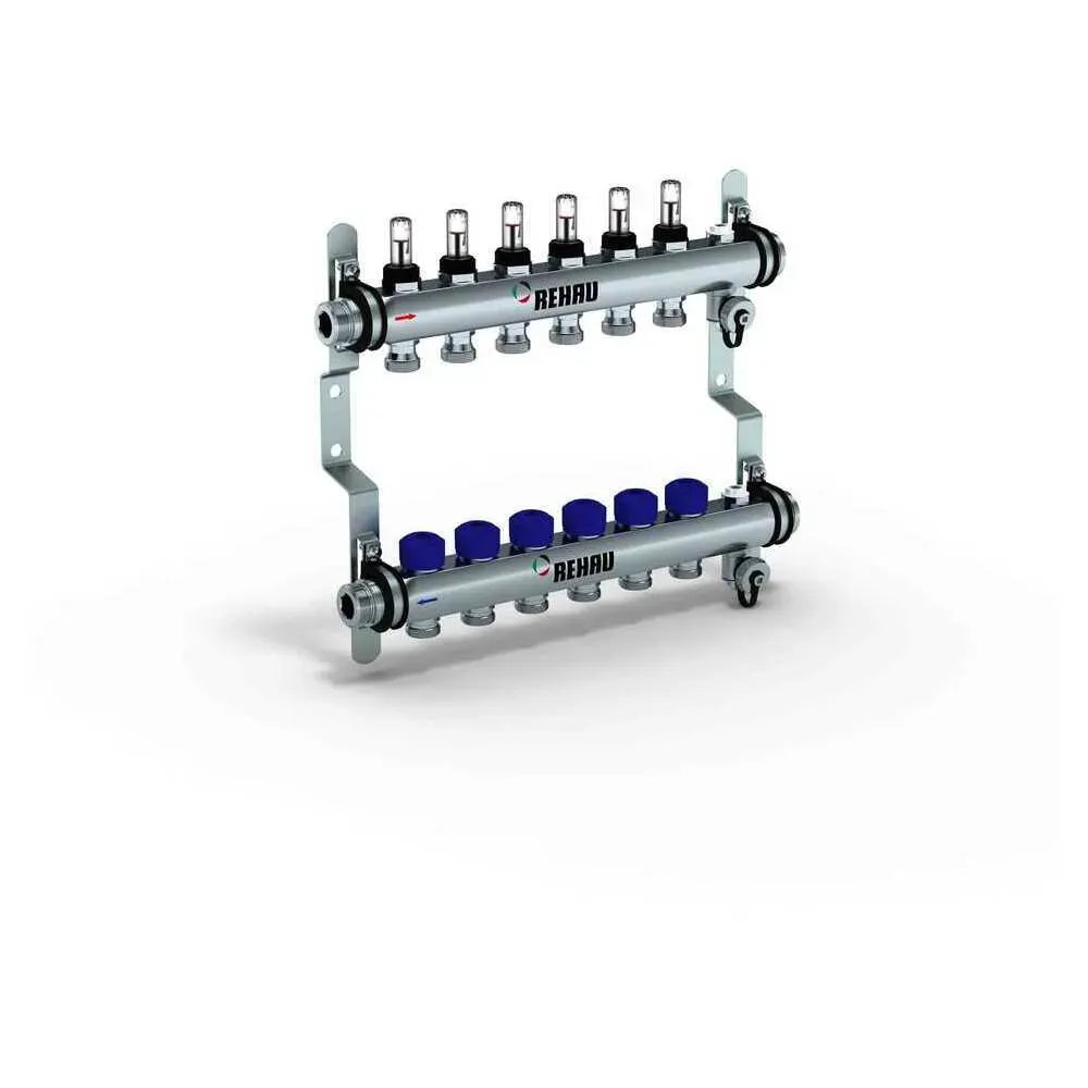 REHAU Verteiler HKV-D Easyflow Edelstahl 6 Kreise, mit Durchflussanzeige min/max, 13831601200