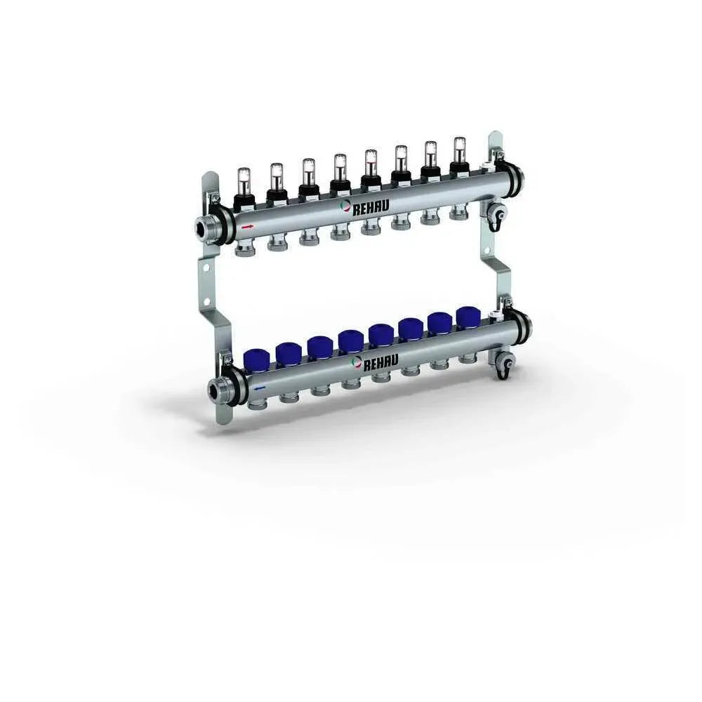 REHAU Verteiler HKV-D Easyflow Edelstahl 8 Kreise, mit Durchflussanzeige min/max, 13831801200