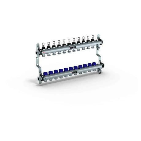 REHAU Verteiler HKV-D Easyflow Edelstahl 11 Kreise, mit Durchflussanzeige min/max, 13832101200