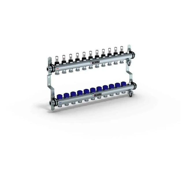 REHAU Verteiler HKV-D Easyflow Edelstahl 11 Kreise, mit Durchflussanzeige min/max, 13832101200