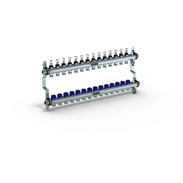 REHAU Verteiler HKV-D Easyflow Edelstahl 14 Kreise, mit Durchflussanzeige min/max, 13832401200