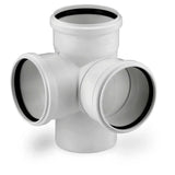 REHAU RAUPIANO PLUS Eckdoppelabzweig DN 90/90/90, 87 Grad, max flow, 11237241003