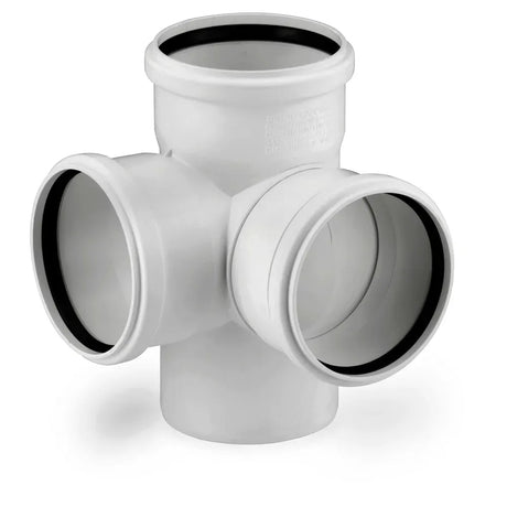 REHAU RAUPIANO PLUS Eckdoppelabzweig DN 90/90/90, 87 Grad, max flow, 11237241003
