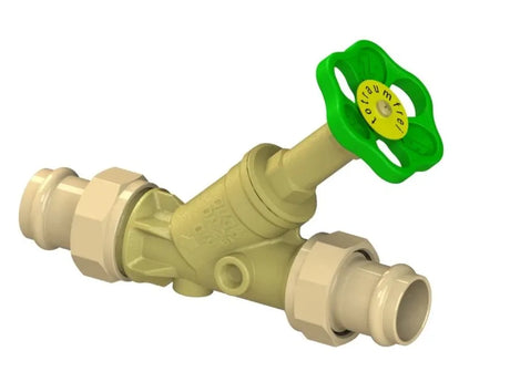 JS Freistromventil, mit Pressanschluss (Außengewinde) MULTI, ohne Entleerung, mit nicht steigender Spindel, DN25, Pressdurchmesser 28mm, DVGW geprüft, 0015822800001